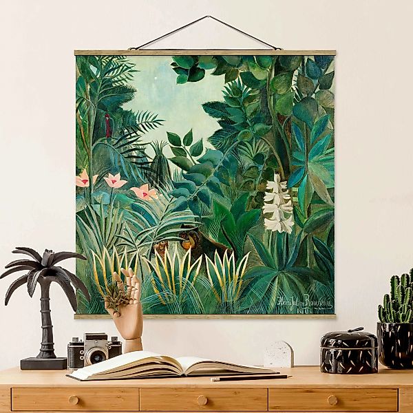 Stoffbild mit Posterleisten Henri Rousseau - Dschungel am Äquator günstig online kaufen