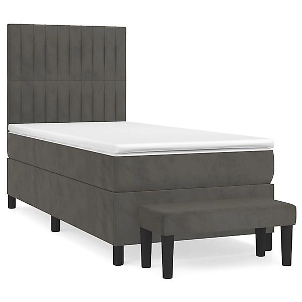 vidaXL Boxspringbett mit Matratze Dunkelgrau 80x200 cm Samt1359507 günstig online kaufen