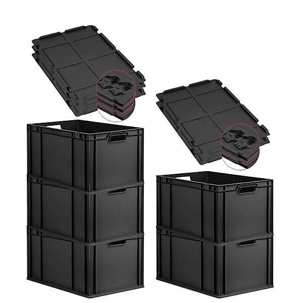 PROREGAL SuperSparSet 5x Eurobox Nextgen Grip Mit Scharnierdeckel Und Schwa günstig online kaufen