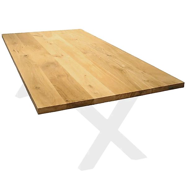 holz4home Tischplatte ohne Baumkante aus Massiver Eiche 260 x 100 cm günstig online kaufen