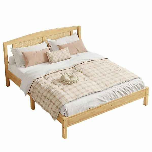 TavilaEcon Hochbett 160x200cm Doppelbett Rattanbett Jugendbett Erwachsenenb günstig online kaufen