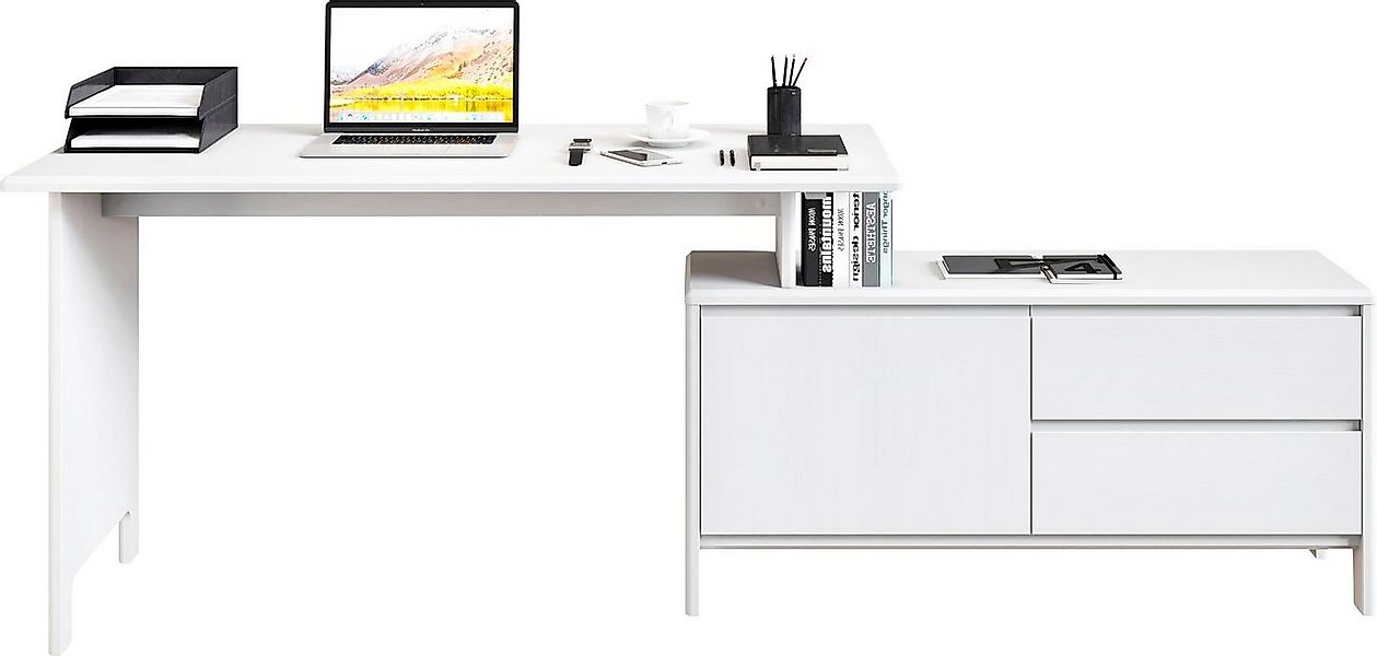 Home affaire Schreibtisch Luven, aus Massivholz, in 2 Breiten, variable Nut günstig online kaufen