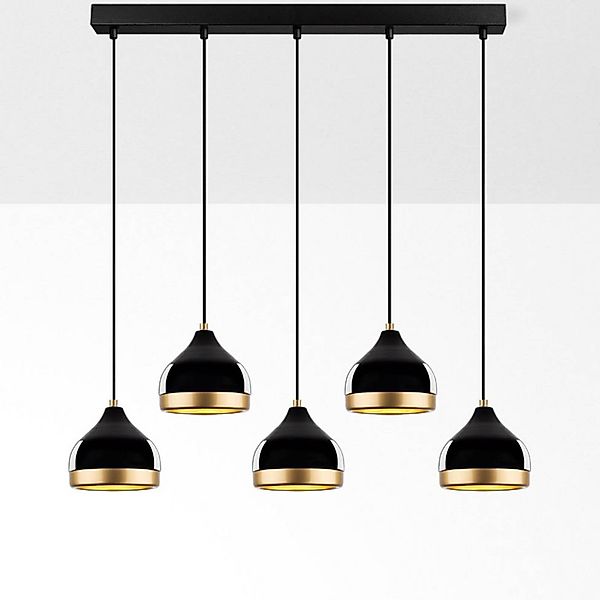 Hängeleuchte Yildo, schwarz/gold, 5-flammig. Länge 111 cm günstig online kaufen