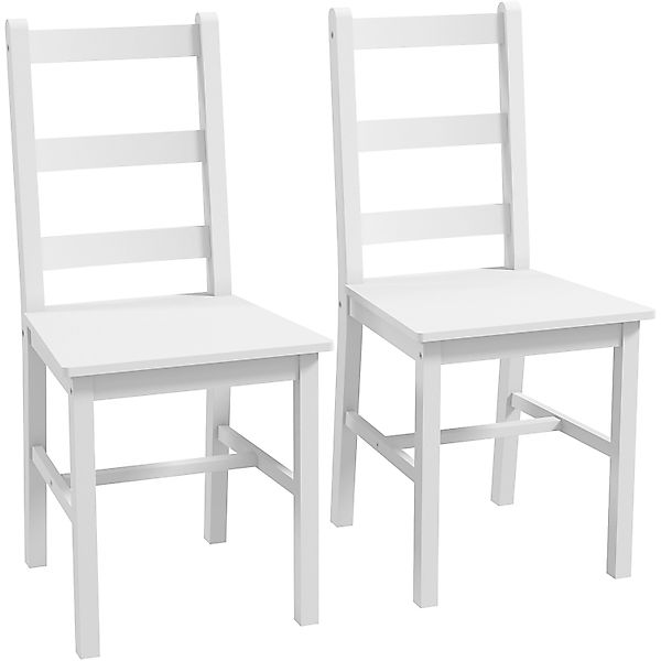 HOMCOM Esszimmerstühle Kiefernholz 41,5L x 46B x 90H cm Weiß günstig online kaufen