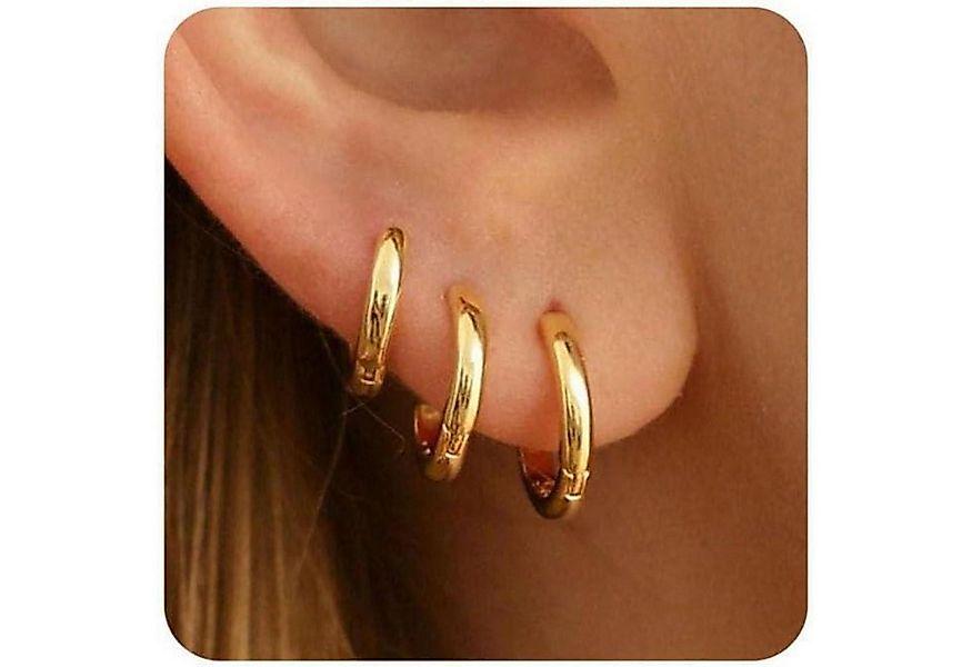 LuxusKollektion Creolen-Set 3 Paar Creolen Silber 925 Gold Damen Ohrringe S günstig online kaufen