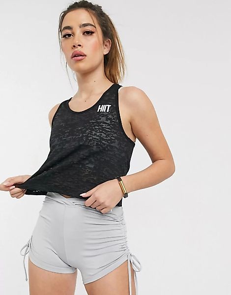 HIIT – Graue Booty-Shorts mit Raffdetails günstig online kaufen