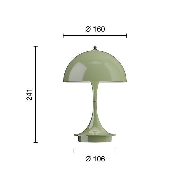 Louis Poulsen Panthella Portable 160 V3, opaque moosgrün günstig online kaufen