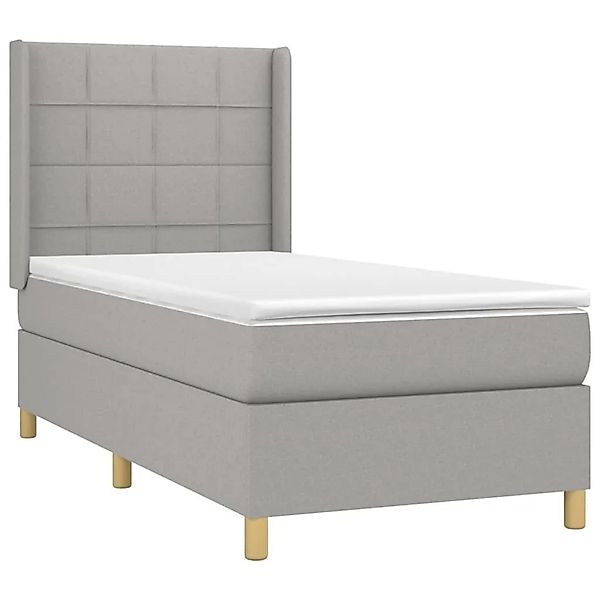 vidaXL Boxspringbett mit Matratze & LED Hellgrau 80x200 cm Stoff 3138829 günstig online kaufen