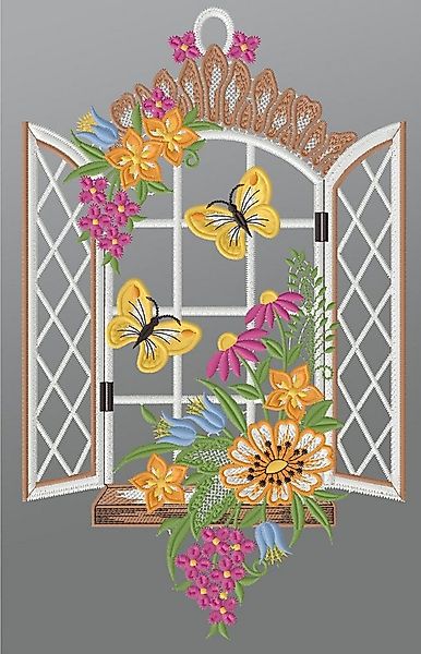Plauener Spitze® Fensterbild Frühlingsblick, HxB 32x19cm günstig online kaufen