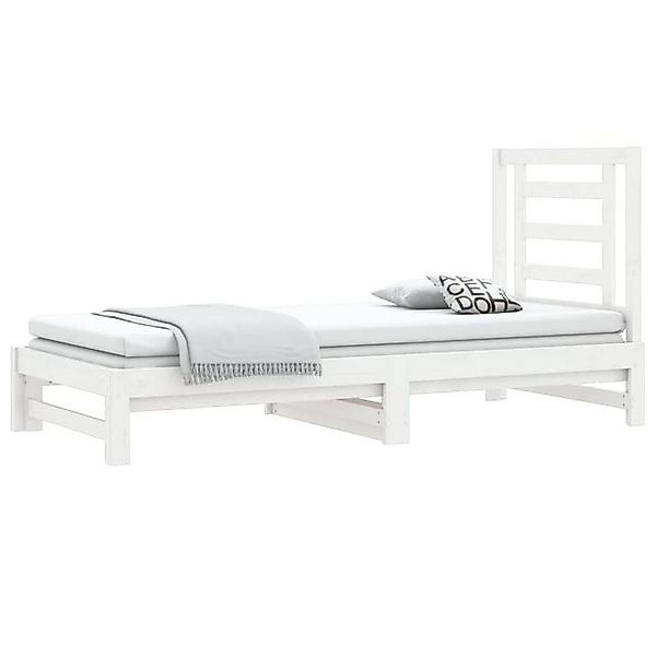 vidaXL Bett Tagesbett Ausziehbar Weiß 2x(90x200) cm Massivholz Kiefer günstig online kaufen