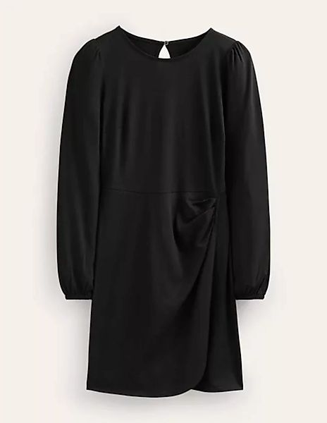 Jersey-Minikleid in Wickeloptik Damen Boden, Schwarz günstig online kaufen