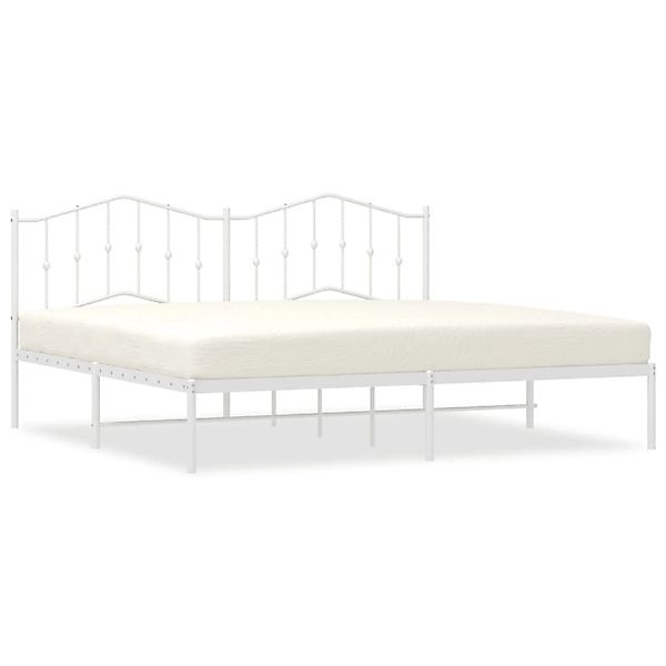 vidaXL Bettgestell, Bettrahmen mit Kopfteil Metall Weiß 200x200 cm günstig online kaufen