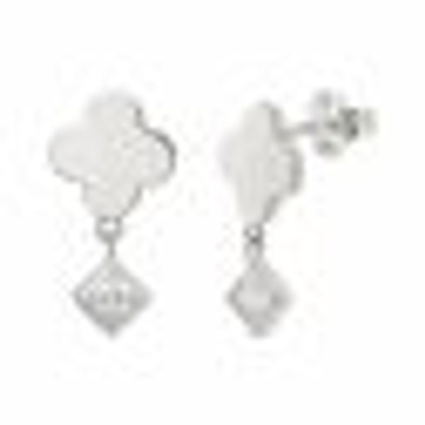 Ohrstecker 925 Sterling Silber rhodiniert Kleeblatt Zirkonia Anhänger günstig online kaufen