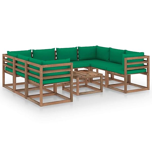 9-tlg. Garten-lounge-set Mit Kissen Grün günstig online kaufen