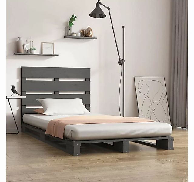 furnicato Bett Massivholzbett Grau 100x200 cm Kiefer günstig online kaufen