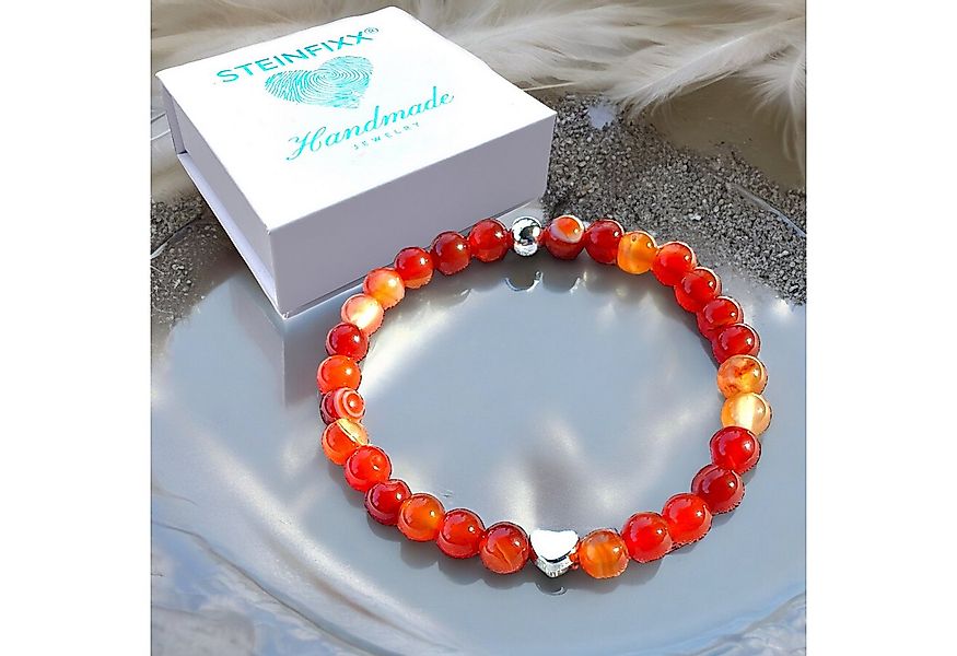 Steinfixx® Perlenarmband Carneol Armband mit 925 Silberperle und versilbert günstig online kaufen