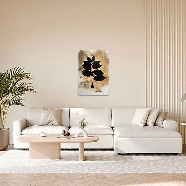 A.S. Création Leinwandbild "Dark Leafs - Wandbild Creme Gold Schwarz Keilra günstig online kaufen