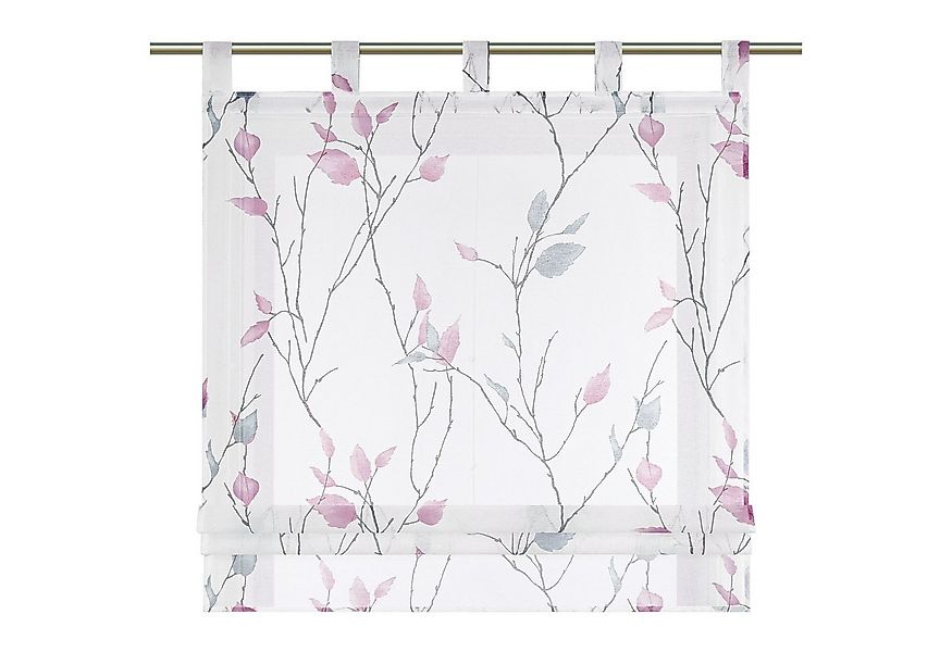 Joyswahl Raffrollo, mit Schlaufen, ohne bohren, mit Zweig und Blattmotiven günstig online kaufen