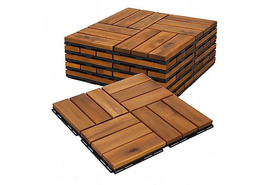 BURI Holzfliesen 3m² Holzfliesen Terrassenfliesen Holz Fliesen Mosaik 30x30 günstig online kaufen
