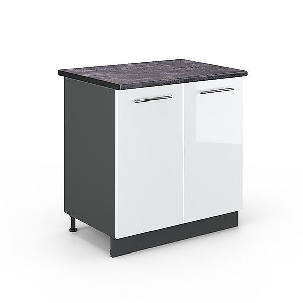 Vicco Spülenunterschrank Fame-Line, Weiß Hochglanz/Anthrazit, 80 cm mit Reg günstig online kaufen