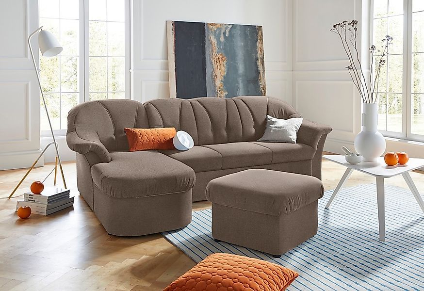 DOMO collection Ecksofa "Pegnitz, elegante Rückensteppung, komfortabel, L-F günstig online kaufen