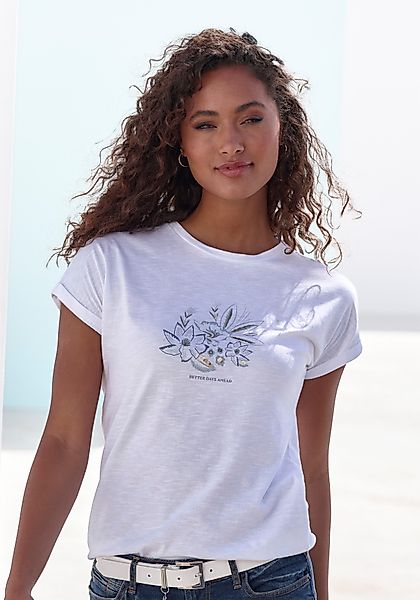 Vivance T-Shirt mit goldenfarben schimmerndem Folienprint günstig online kaufen