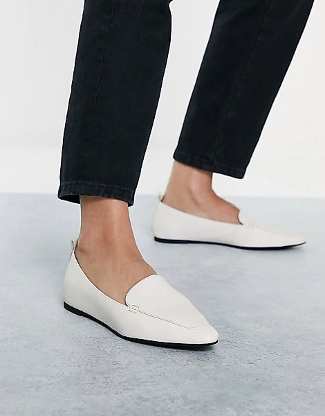 Aldo – Orsoniflex – Leder-Loafer in Weiß mit eckiger Zehenpartie günstig online kaufen
