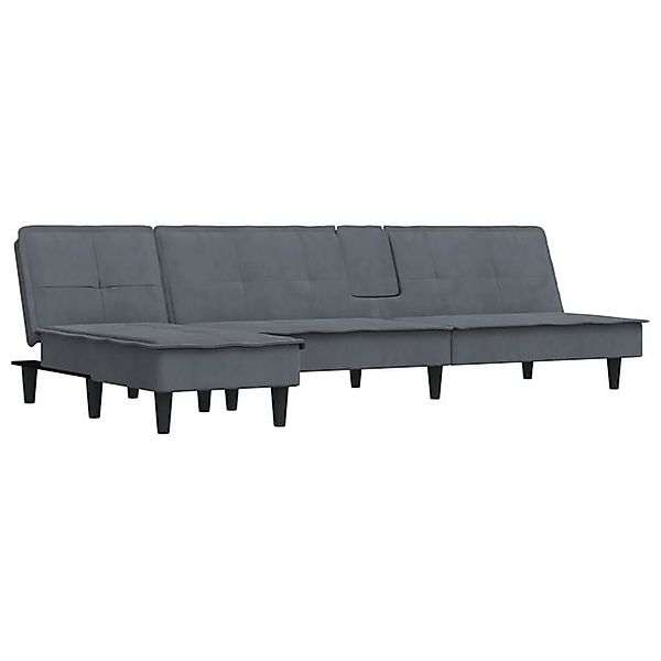 vidaXL Sofa Schlafsofa in L-Form Dunkelgrau 255x140x70 cm Samt günstig online kaufen