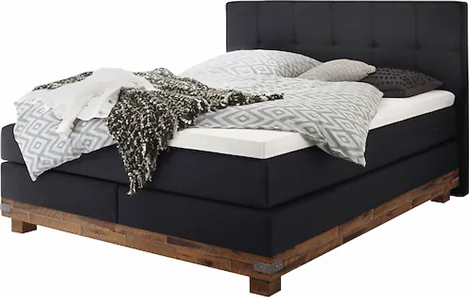 HASENA Boxspringbett »Boston« Massivholz-Sockel, Punktsteppung im Kopfteil, günstig online kaufen