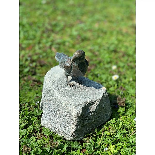Deko-Figur Vogel Bronze auf Granitstein 20 cm günstig online kaufen