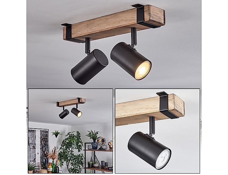 hofstein Deckenleuchte Deckenlampe verstellbar aus Metall/Holz in Schwarz/N günstig online kaufen