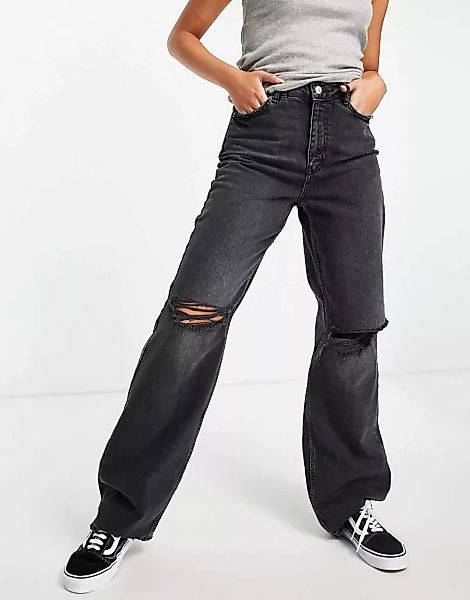 New Look – Zerrissene Baggy-Jeans in Schwarz günstig online kaufen
