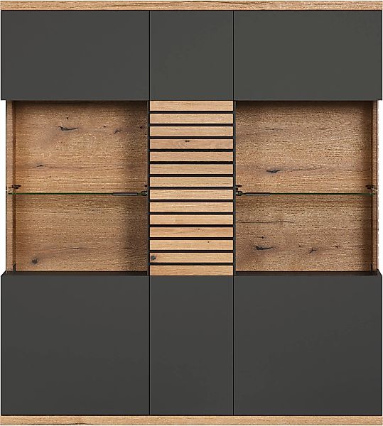 INOSIGN Highboard "Galway", Breite Wohnzimmervitrine in angesagter Rillenop günstig online kaufen