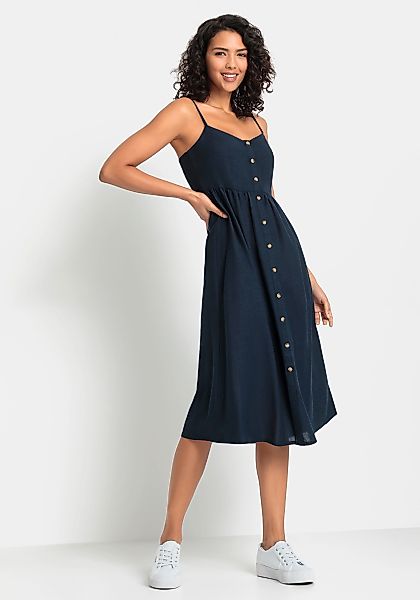 LASCANA Sommerkleid, aus Leinenmix mit Baumwolle, Midikleid, Strandkleid günstig online kaufen