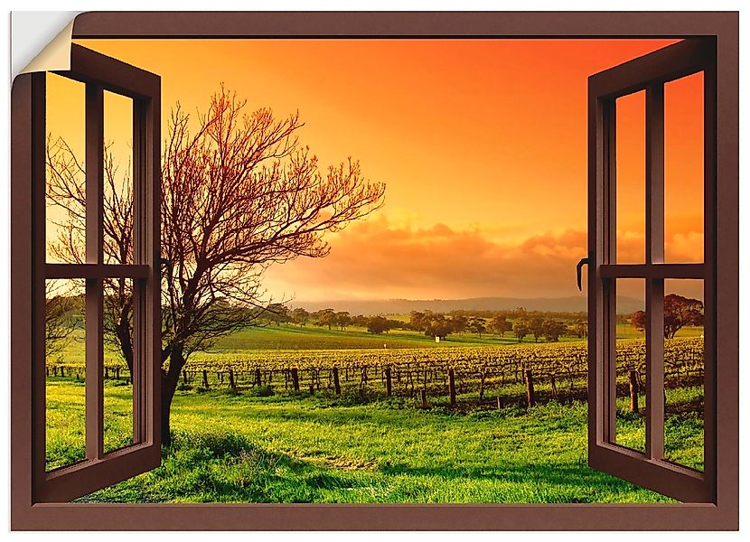 Artland Wandbild "Fensterblick - Landschaft mit Weinbergen", Fensterblick, günstig online kaufen