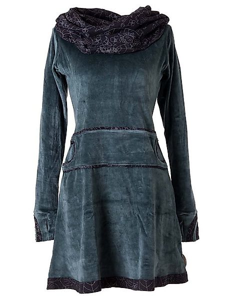 Vishes Midikleid Samtkleid warm mit großem Kapuzenkragen Ethno, Hippie, Goa günstig online kaufen