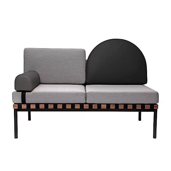 Petite Friture - Grid 2-Sitzer Sofa Gestell Nussbaum 140x71x92cm - grau/sch günstig online kaufen