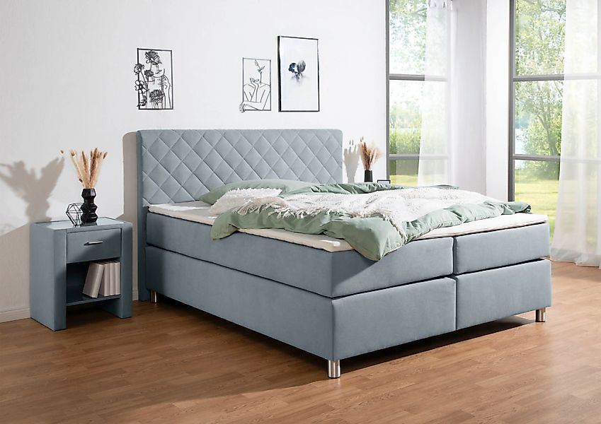 Leonique Boxspringbett "Bernard, in verschiedenen Breiten", inkl. Topper, M günstig online kaufen