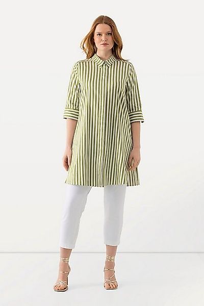 Ulla Popken Longbluse Longbluse Streifen A-Linie Hemdkragen 3/4-Arm günstig online kaufen