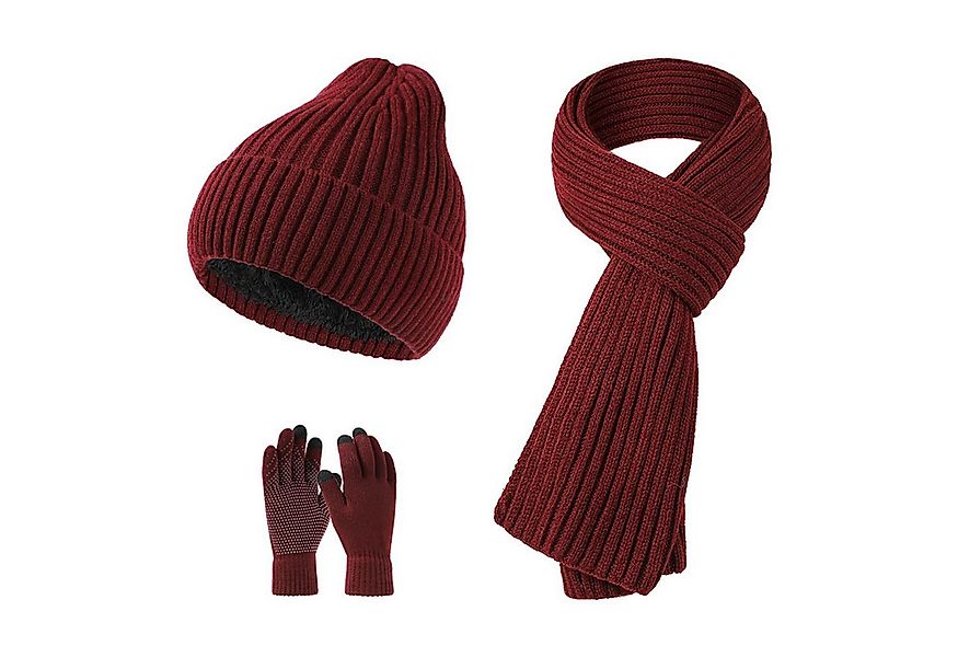 trends for living Strickmütze 3 Set Warm Gestricktes Mütze Schal Handschuhe günstig online kaufen