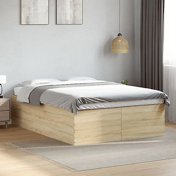 furnicato Bettgestell Sonoma-Eiche 120x190 cm Holzwerkstoff günstig online kaufen