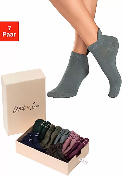 LASCANA Sneakersocken, (Box, 7 Paar, Box), mit kleiner Stickerei günstig online kaufen