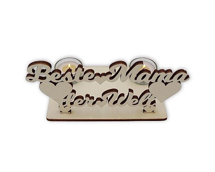 Namofactur Teelichthalter Beste Mama der Welt - Schriftzug aus Holz mit Her günstig online kaufen