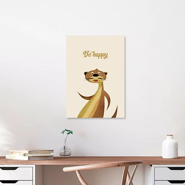 Poster / Leinwandbild - Be Happy Otter – Illustration Für Kinder günstig online kaufen