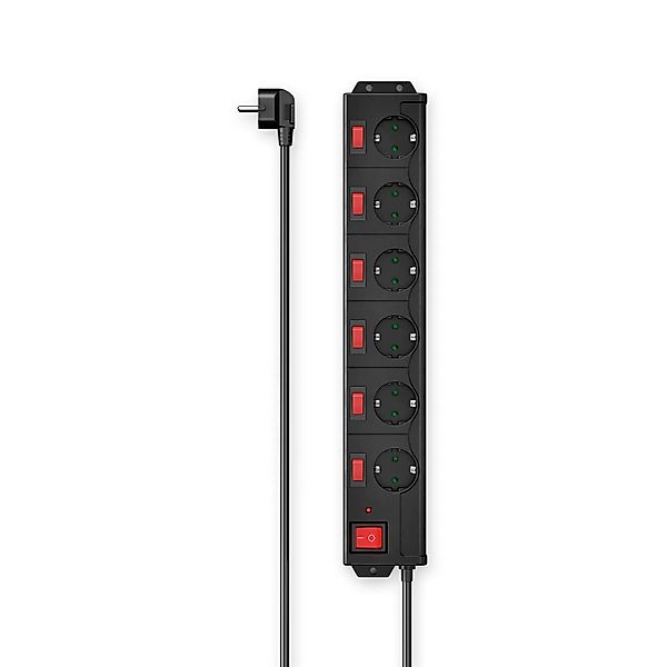 Hama Steckdosenleiste 6-Fach Überspannungsschutz 90° Einzeln Schaltbar Schw günstig online kaufen