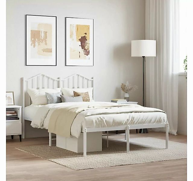furnicato Bett Bettgestell mit Kopfteil Metall Weiß 120x190 cm günstig online kaufen