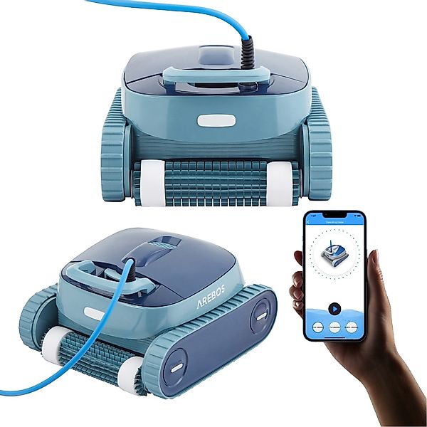 Arebos Poolroboter vollautomatischer Schwimmbad Poolsauger Boden+Wand günstig online kaufen