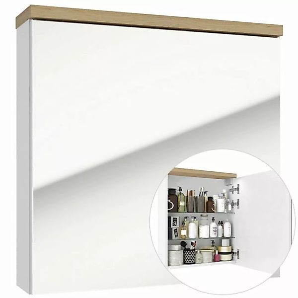 Lomadox Spiegelschrank 60 cm SOFIA-107 in weiß, Hochglanz lackiert mit Abse günstig online kaufen