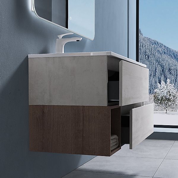 doporro Badmöbel-Set Design Waschplatz Gemini Badmöbel-Set günstig online kaufen