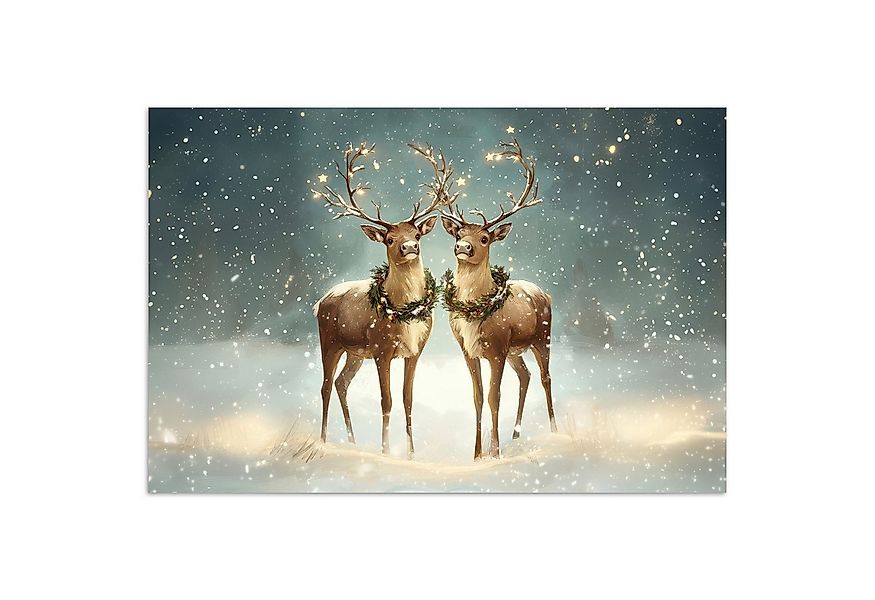 MuchoWow Poster Weihnachtszauber - Winterwald - Rentier, (1 St), Poster ohn günstig online kaufen